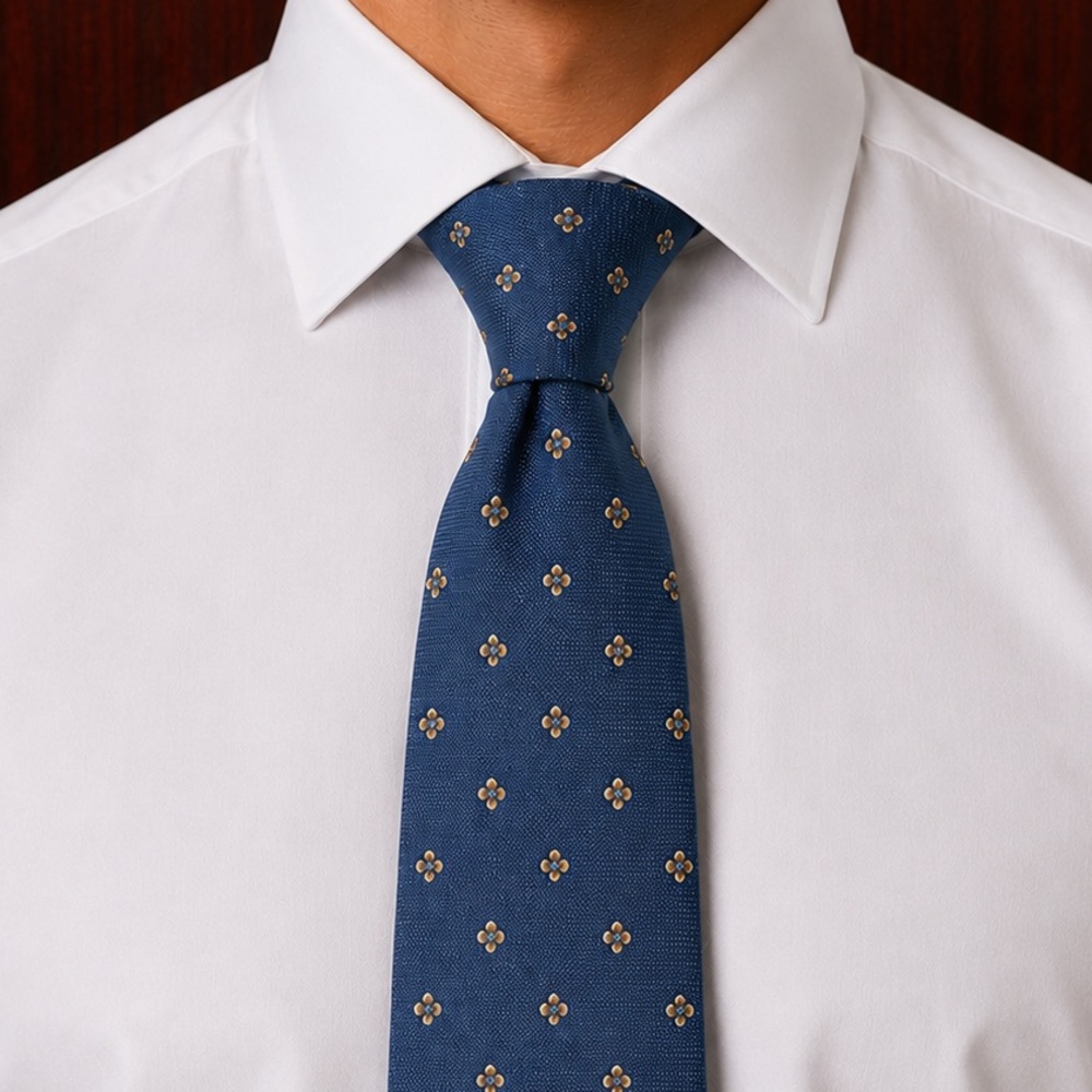 Isaia Napoli 7-Fold Steel Blue Floral Silk Tie | Handcrafted Italian Luxury
